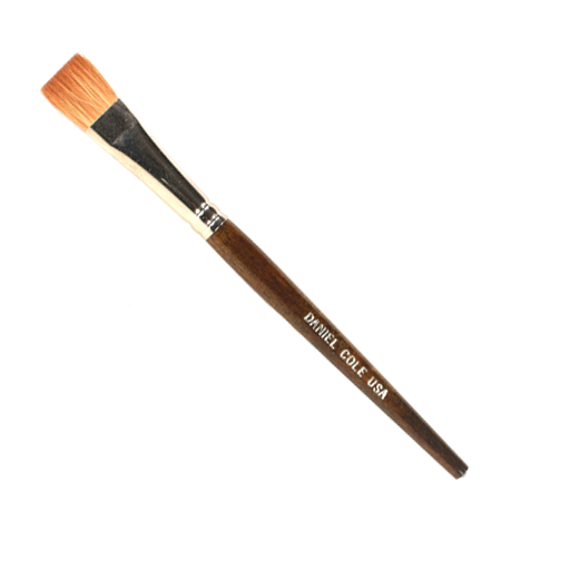 Paintbrush with wooden handle and black ferrule on a white background